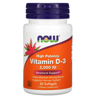 Now Foods, Vitamin D-3 2000iu, 30 Softgels UPC 733739003553 | HiLife Vitamins