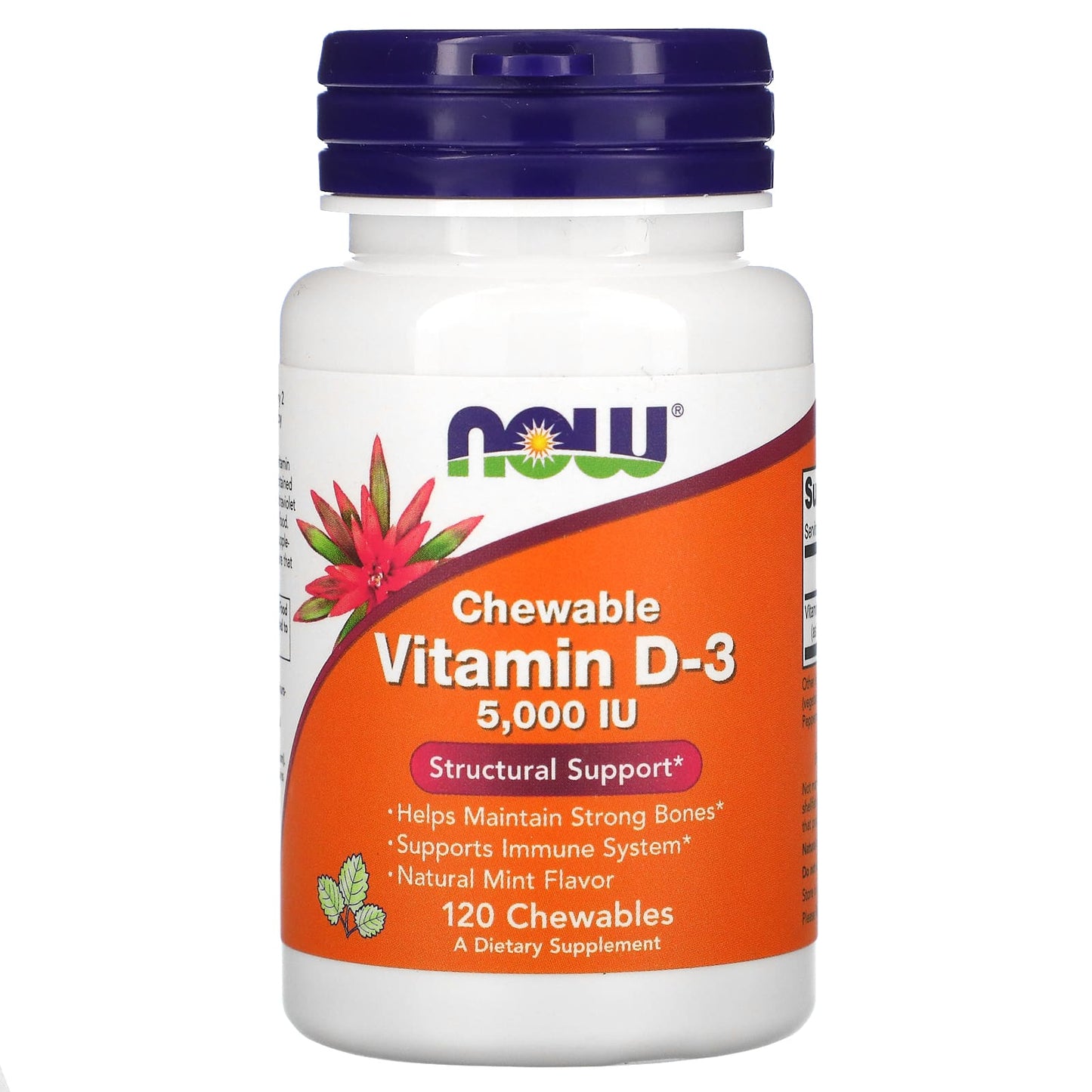 Now Foods, Chewable D-3 5000 IU Mint Flavor, 120 Lozenges UPC 733739003584 | HiLife Vitamins