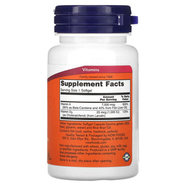 Now Foods, A & D-3 Ultra 25,000/1000, 100 Softgels UPC 733739003614 | HiLife Vitamins