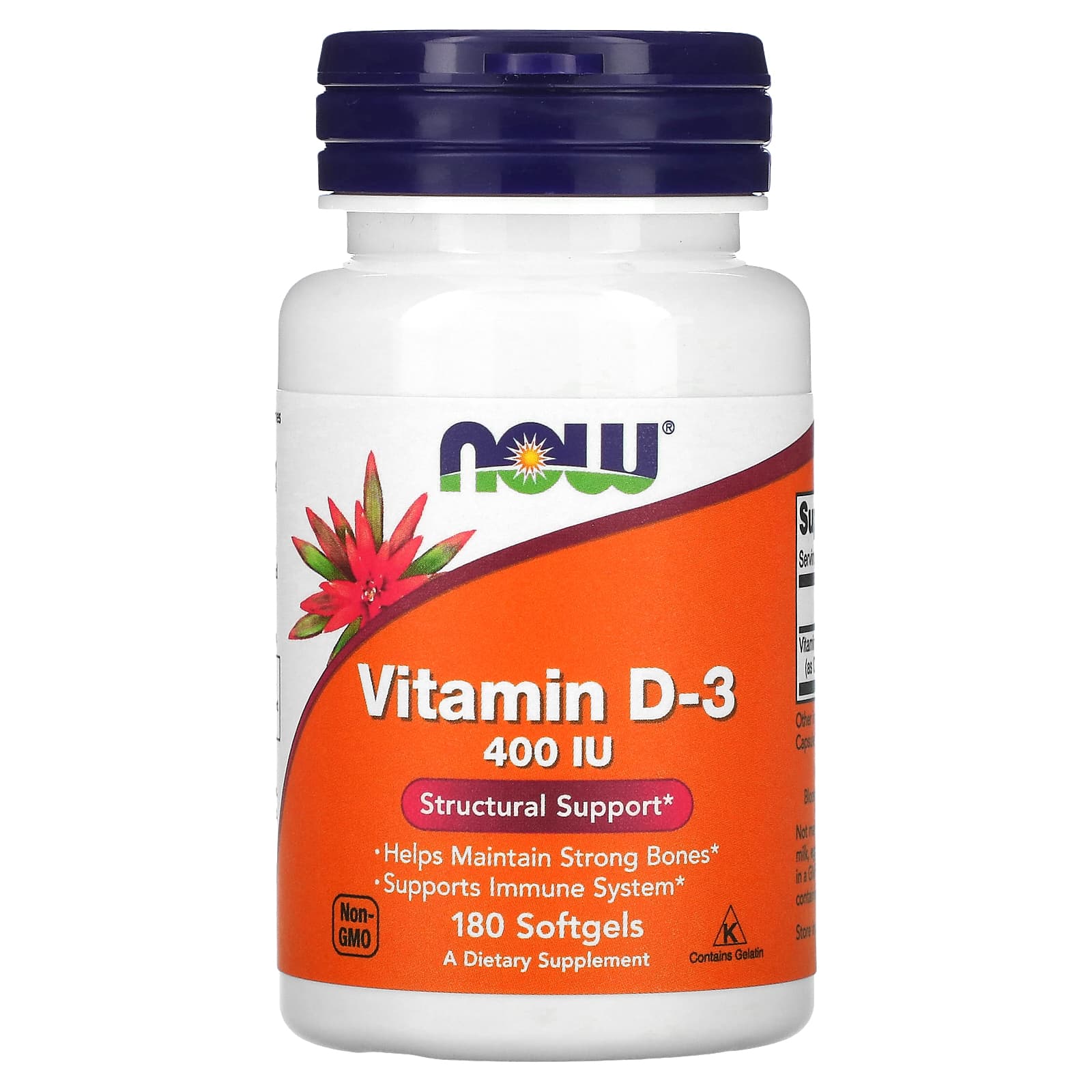 Now Foods, Vitamin D-3 400 IU, 180 Softgels UPC 733739003645 | HiLife Vitamins