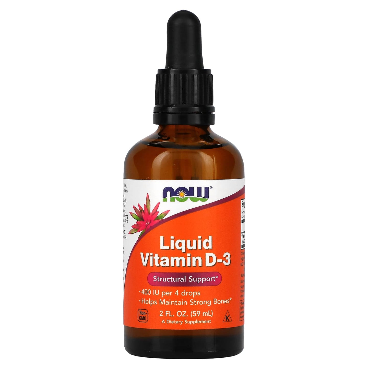 Now Foods, D-3 Liquid 400 IU Per 4 Drops, 2 Fl Oz UPC 733739003706 | HiLife Vitamins