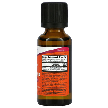 Now Foods, Vitamin D-3 Ex Str 1,000 Iu, 1 oz Liquid UPC 733739003713 | HiLife Vitamins
