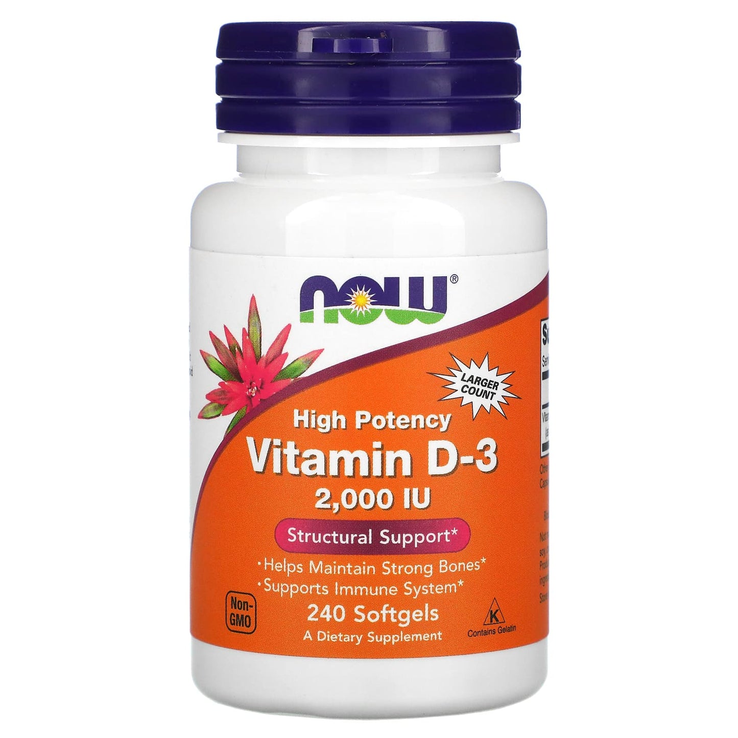 Now Foods, D-3 2000 IU, 240 Softgels UPC 733739003775 | HiLife Vitamins