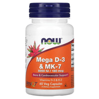 Now Foods, Mega D-3 & Mk-7, 60 Vegetarian Capsules UPC 733739003843 | HiLife Vitamins
