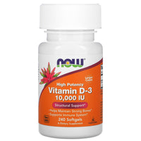 Now Foods, VIT D-3 10,000 IU, 240 SGELS UPC 733739003850 | HiLife Vitamins