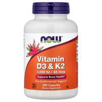 Now Foods, Vitamin D3 & K2, 240 Capsules UPC 733739003928 | Hilife Vitamins