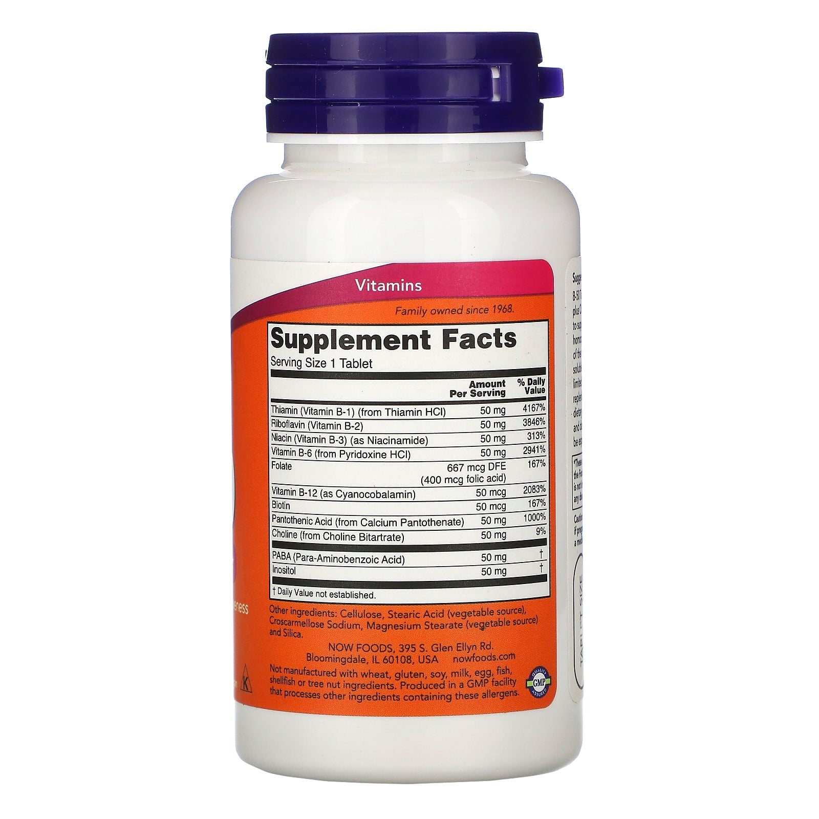 Now Foods, B-50, 100 Tablets UPC 733739004260 | HiLife Vitamins