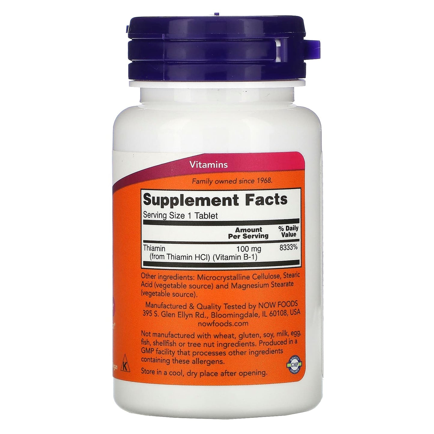 Now Foods, B-1 100 mg, 100 Tablets UPC 733739004468 | HiLife Vitamins
