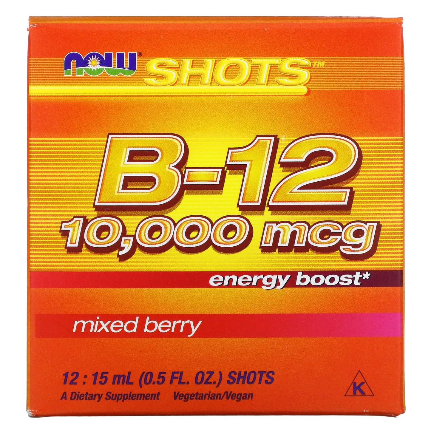Now Foods, B-12 10,000 mcg, 12 15 ML Vials UPC 733739004536 | HiLife Vitamins