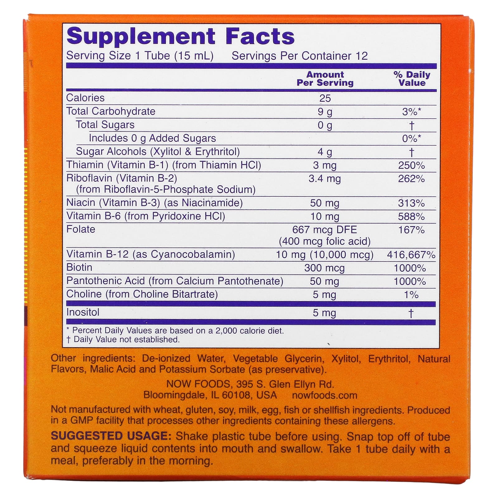 Now Foods, B-12 10,000 mcg, 12 15 ML Vials UPC 733739004536 | HiLife Vitamins