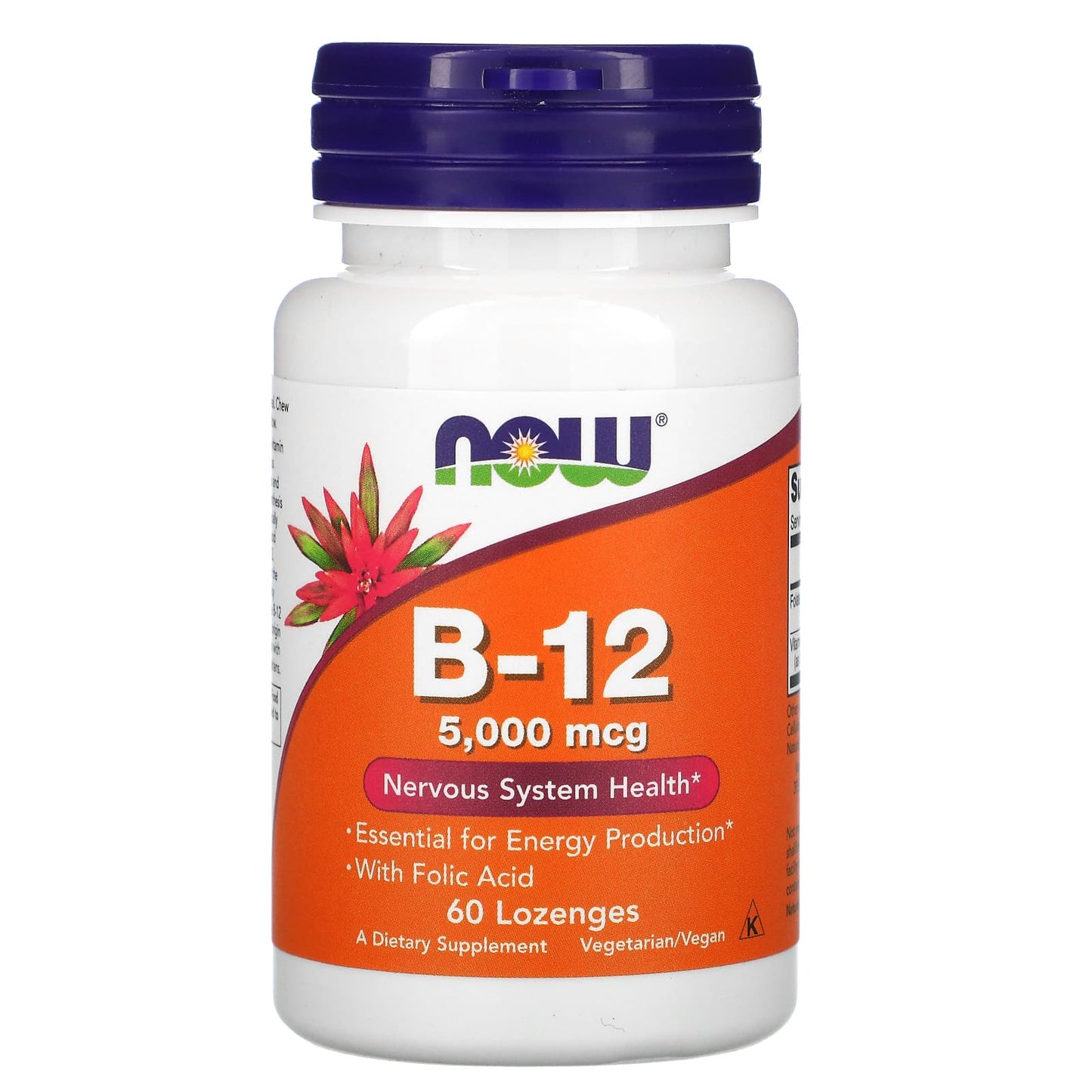 Now Foods, B-12 5000mcg + FOLIC, 60 Tablets UPC 733739004628 | HiLife Vitamins