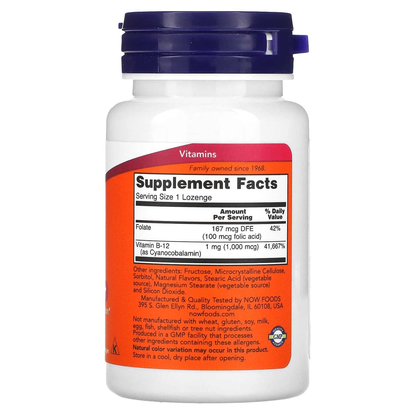 Now Foods, B-12 1000mcg, 100 Lozenges UPC 733739004666 | HiLife Vitamins