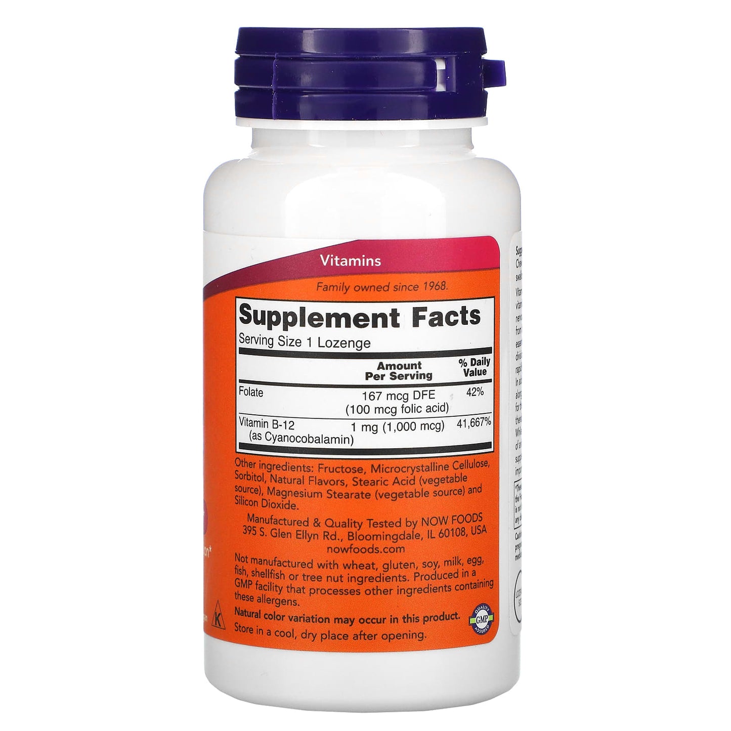 Now Foods, B-12, 1,000 mcg, 250 Lozenges UPC 733739004680 | HiLife Vitamins