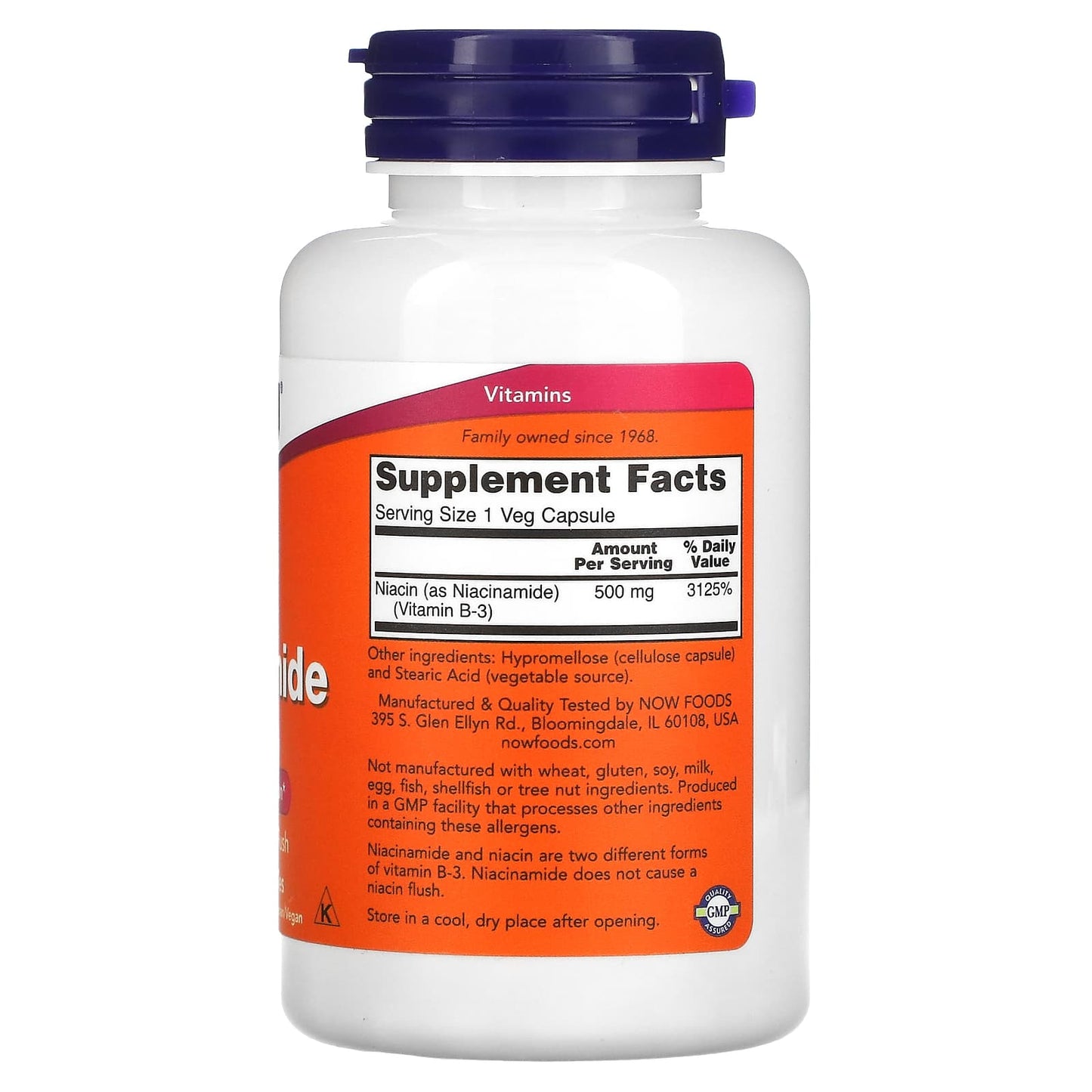 Now Foods, Niacinamide 500 mg, 100 Capsules UPC 733739004789 | HiLife Vitamins