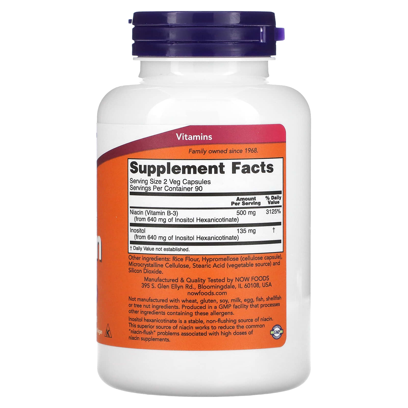 Now Foods, Niacin Flush Free 275 mg, 180 Capsules UPC 733739004840 | HiLife Vitamins