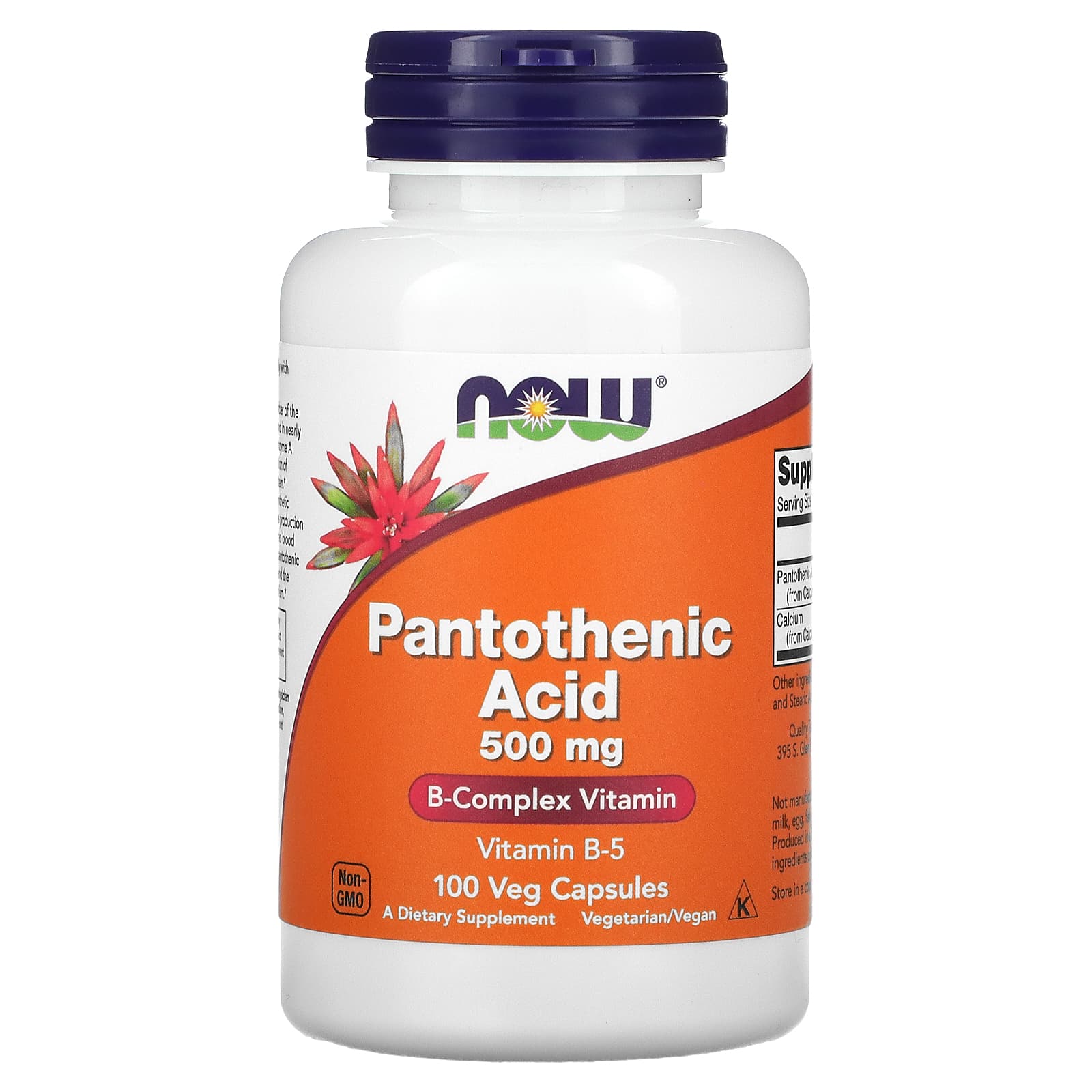 Now Foods, Panthothenic Acid 500 mg, Vitamin B-5, 100 Capsules UPC 733739004864 | HiLife Vitamins