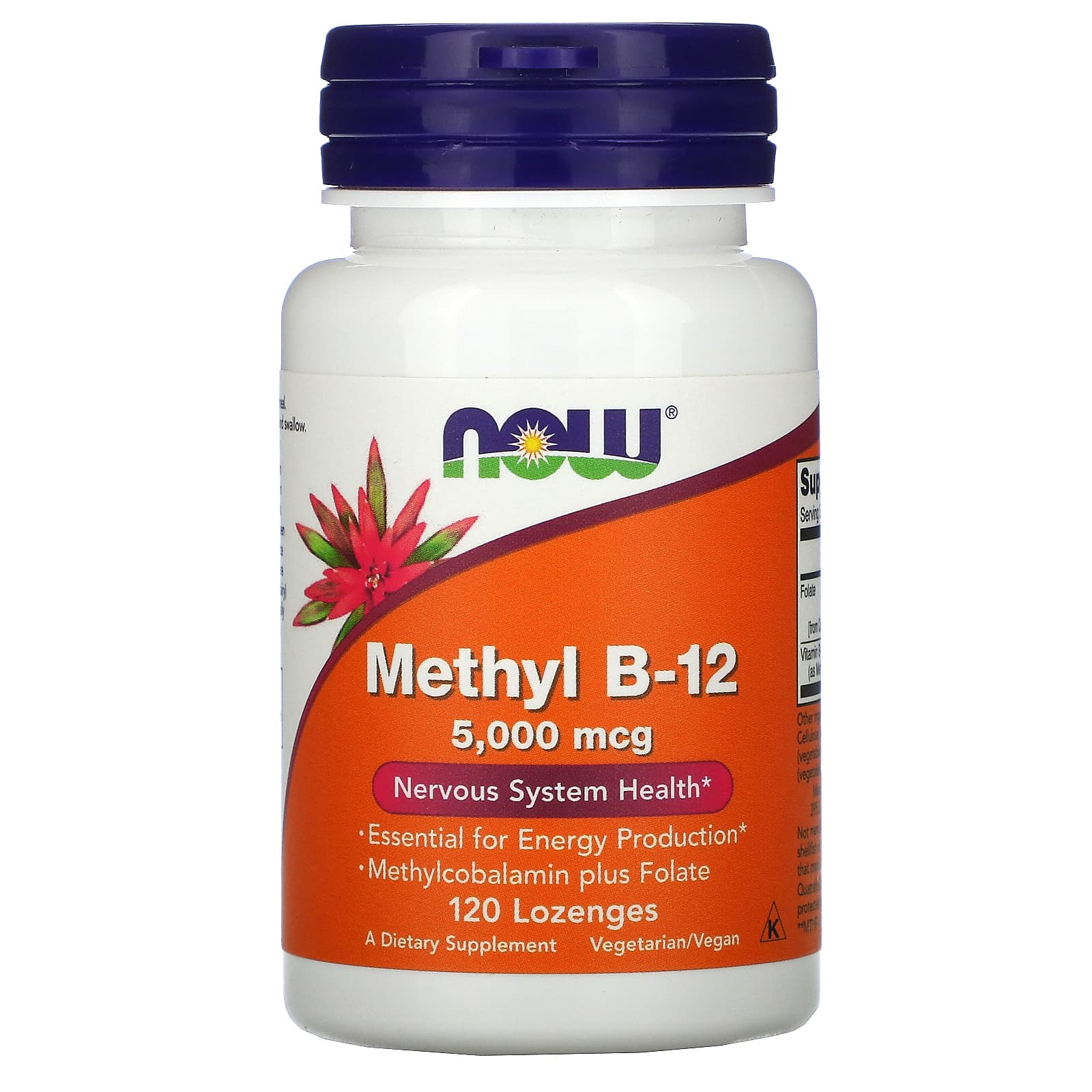 Now Foods, METHYL B-12 5000mcg, 120 Chewables UPC 733739004932 | HiLife Vitamins