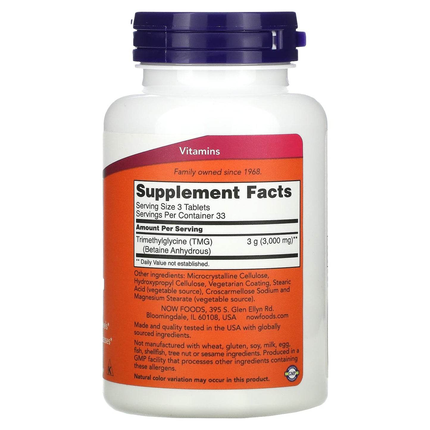 Now Foods, TMG 1000MG, 100 Tablets UPC 733739004949 | HiLife Vitamins