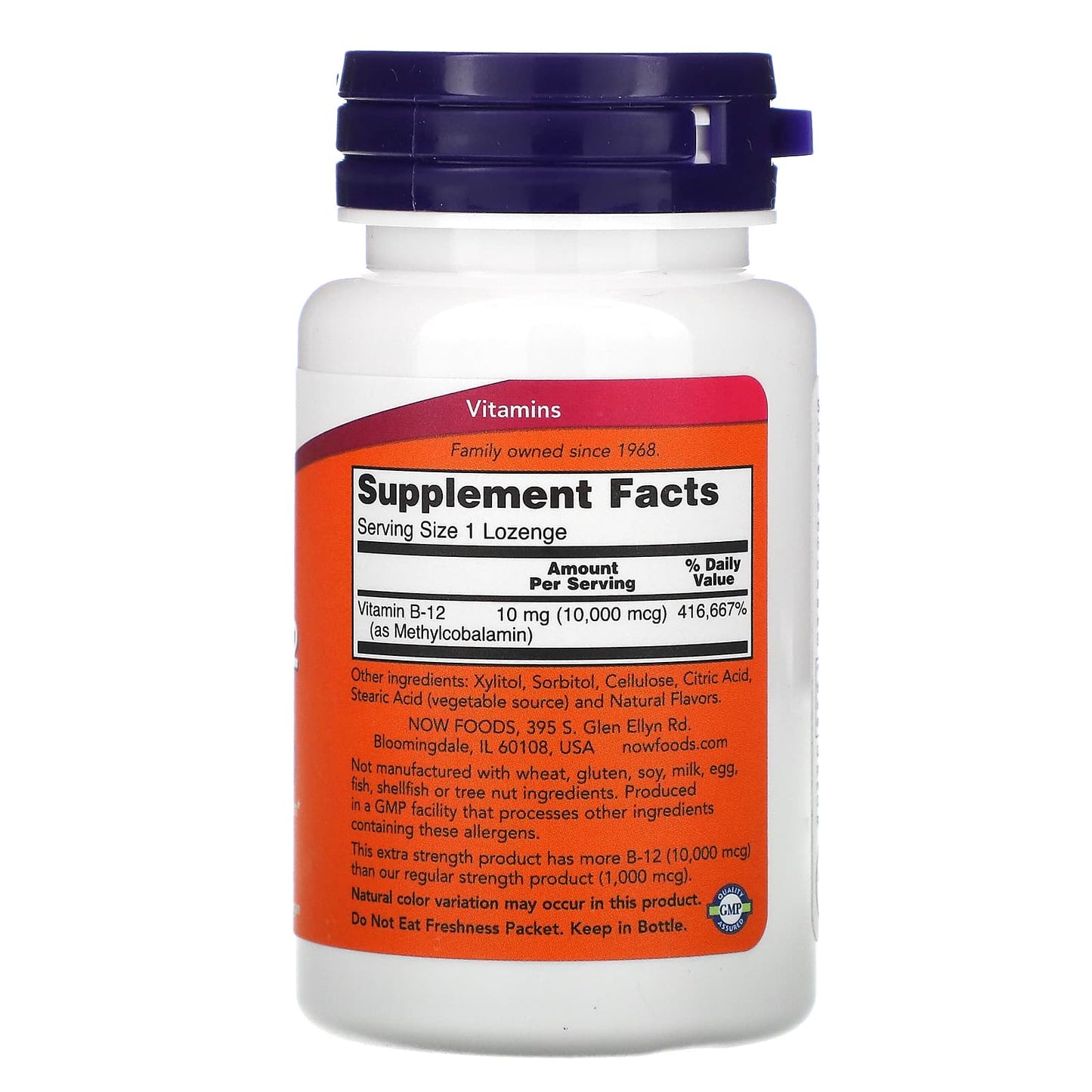 Now Foods, Methyl B-12 10000 Mcg, 60 Lozenges UPC 733739005014 | HiLife Vitamins