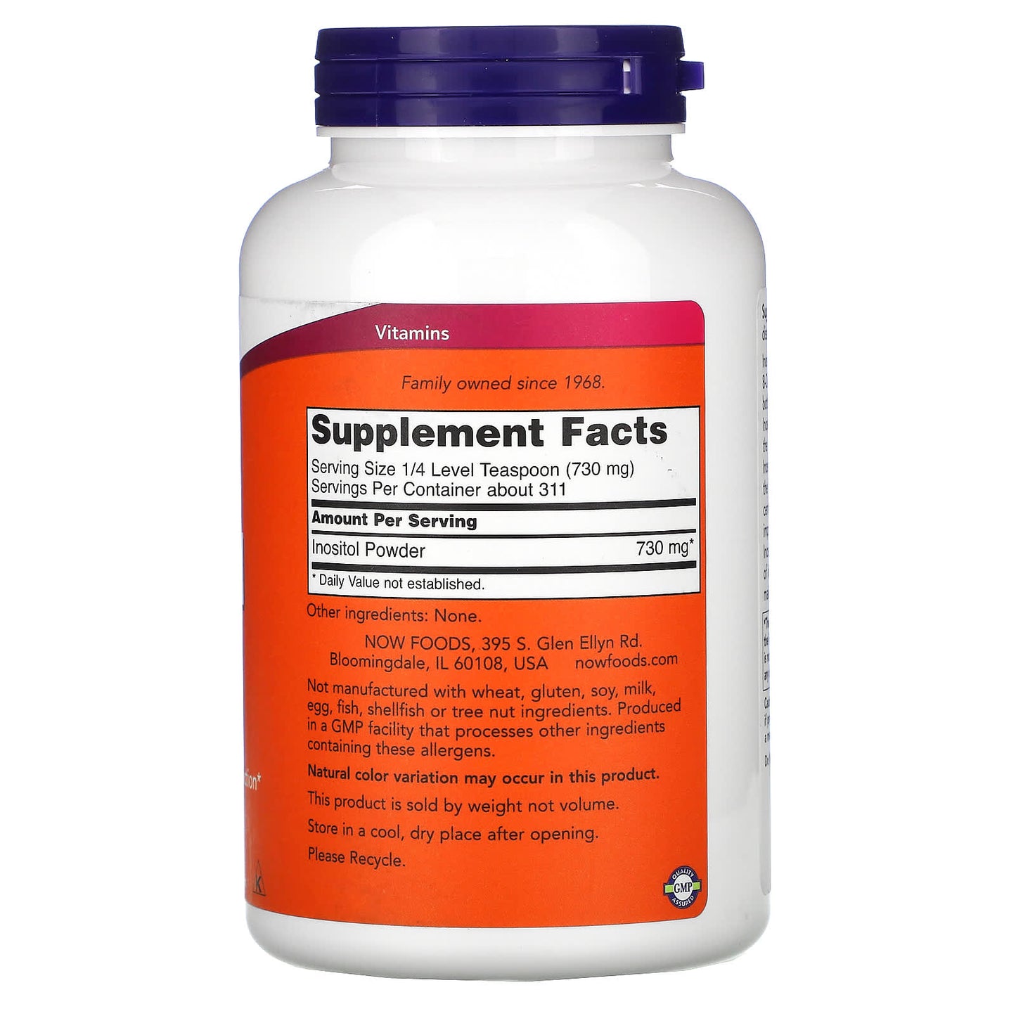 Now Foods, Inositol Pure, 8 OZ Powder UPC 733739005281 | HiLife Vitamins