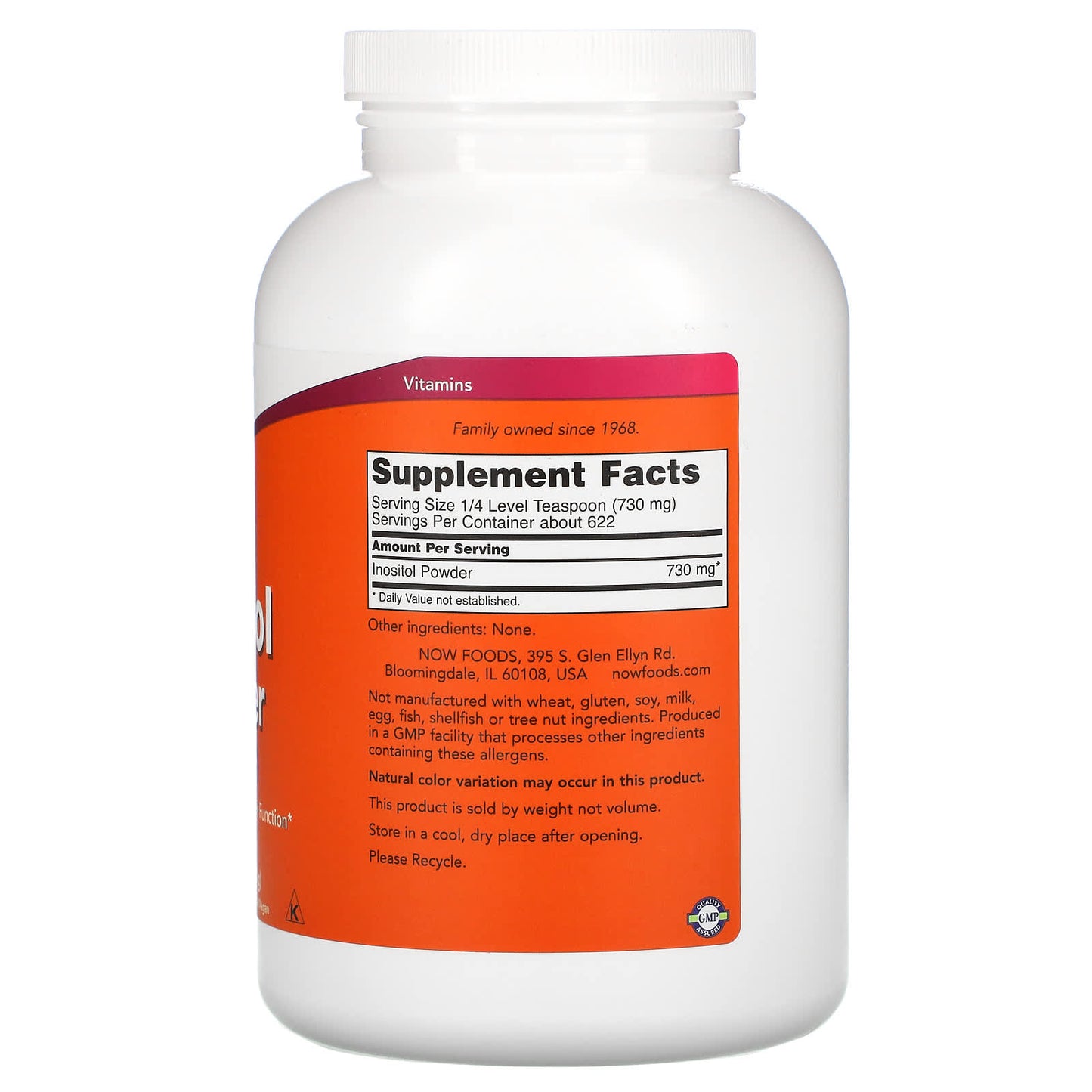 Now Foods, Inositol Pure Powder, 1 lb. Powder UPC 733739005298 | HiLife Vitamins