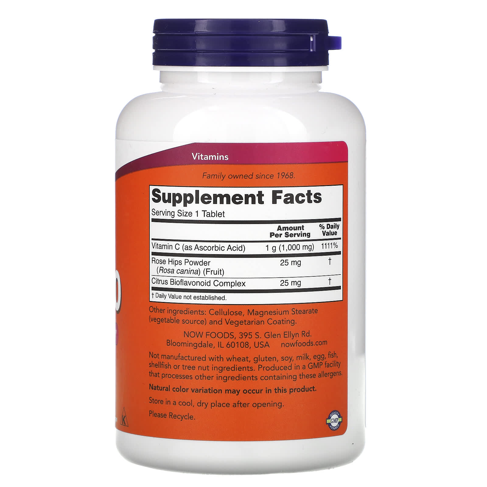 Now Foods, C-1000 Rh, 250 Tablets UPC 733739006875 | HiLife Vitamins