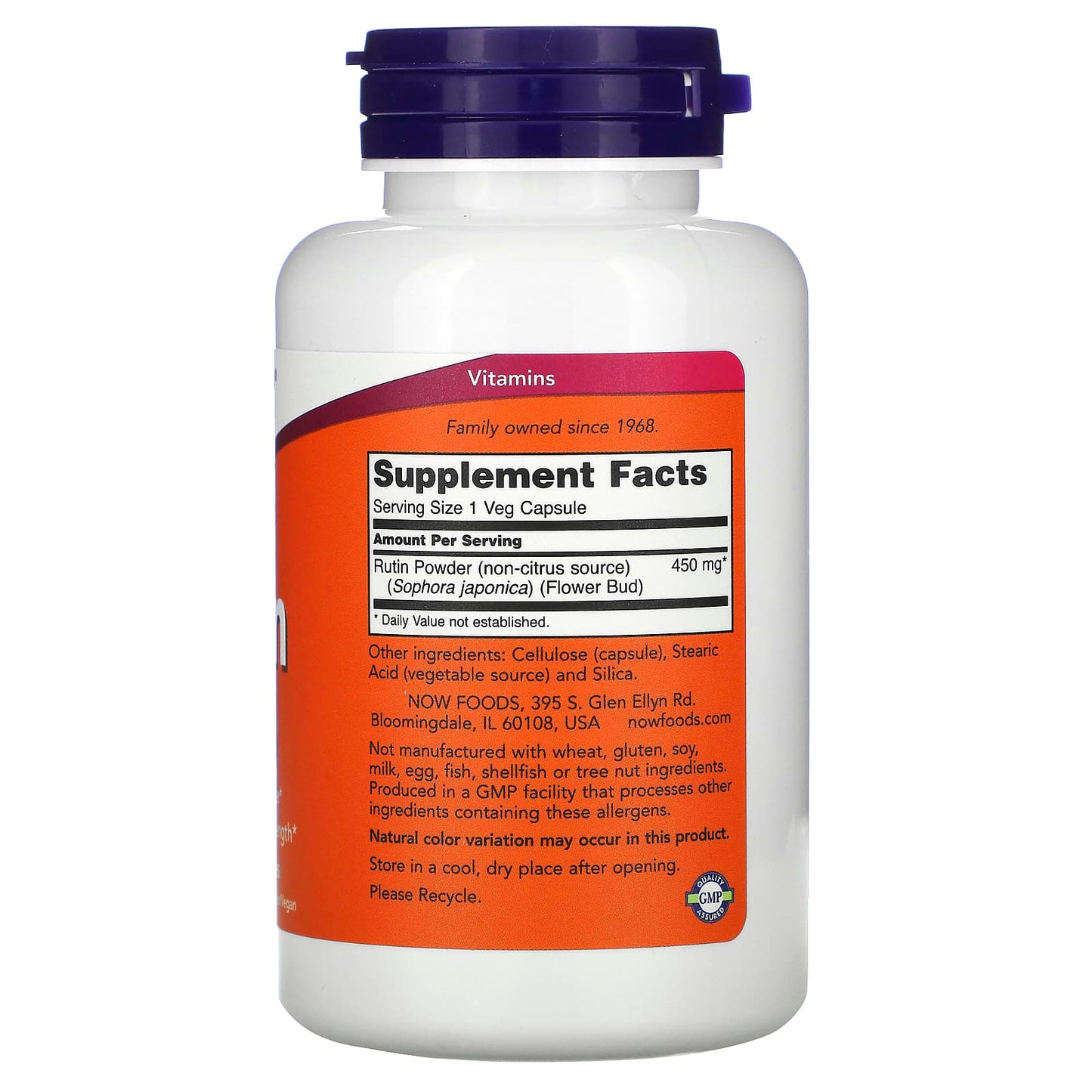 Now Foods, Rutin 500mg 100, 100 Vegetarian Capsules UPC 733739007353 | HiLife Vitamins