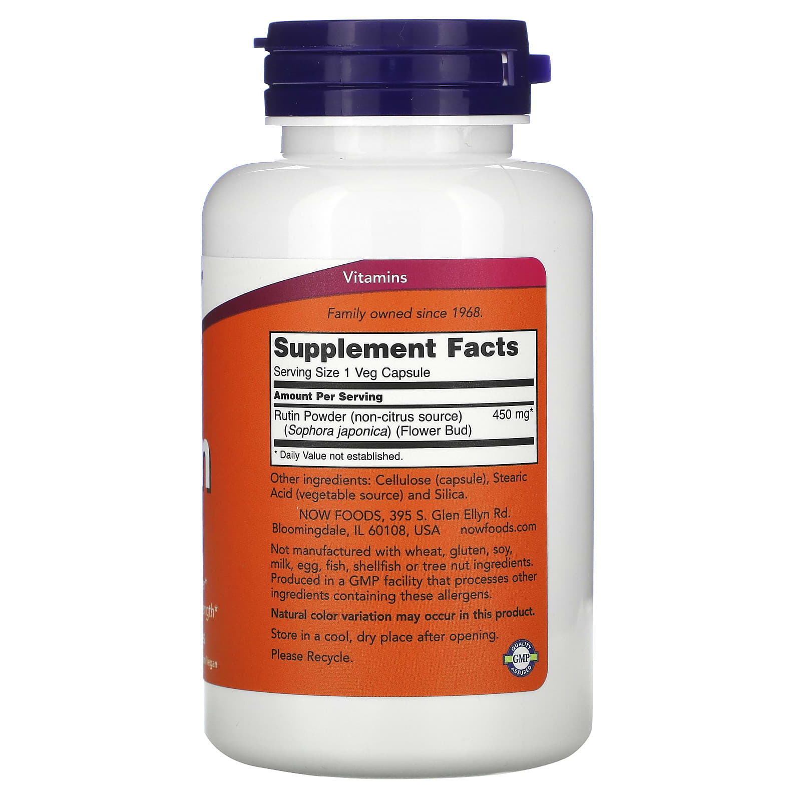 Now Foods, Rutin 500mg 100, 100 Vegetarian Capsules UPC 733739007353 | HiLife Vitamins