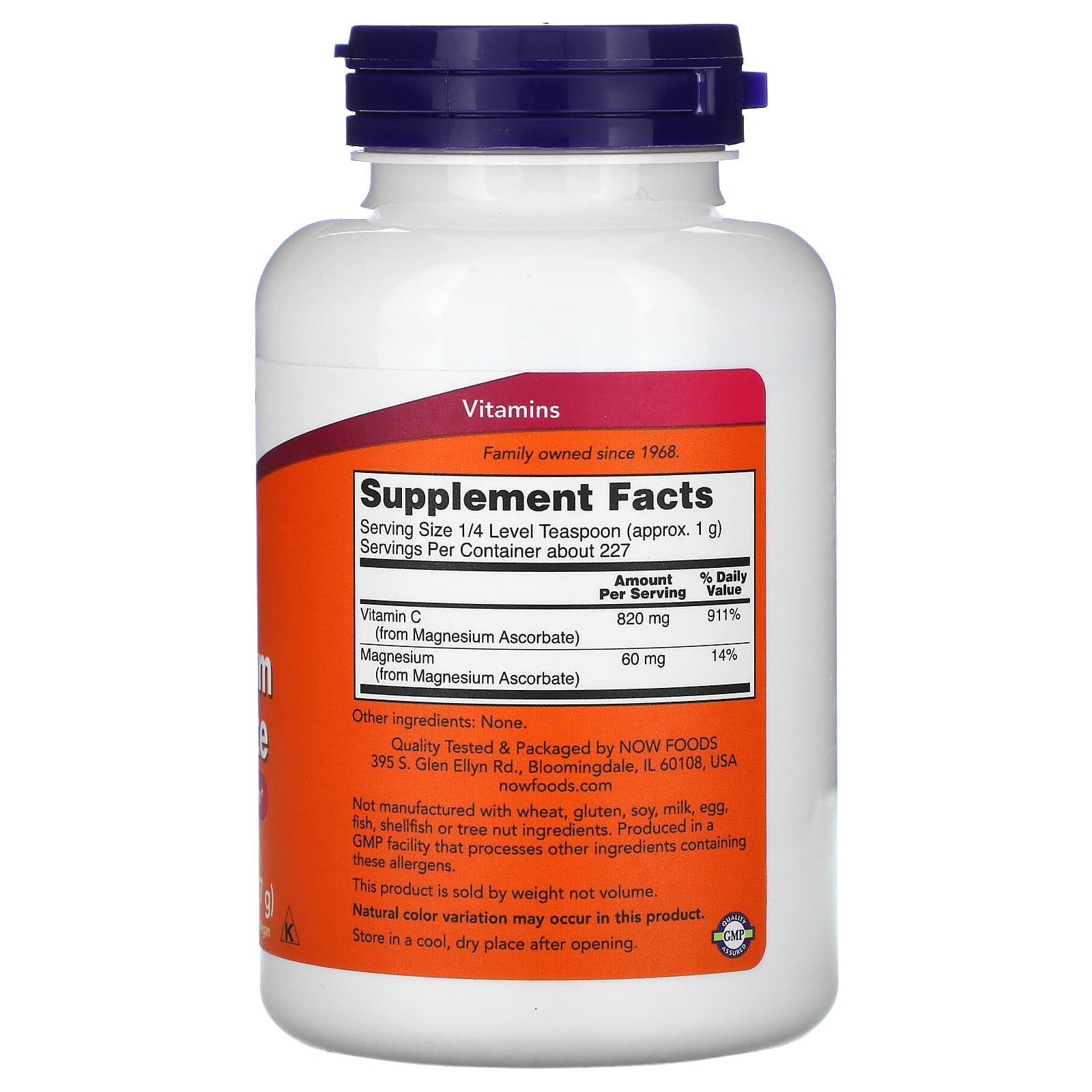 Now Foods, Magnesium Ascorbate, 8 OZ Powder UPC 733739007568 | HiLife Vitamins