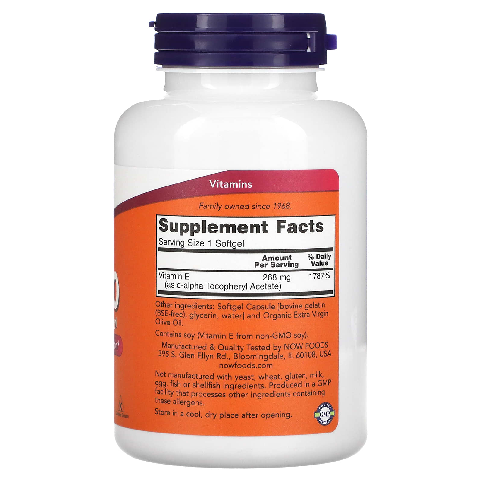 Now Foods, E-400, 268 mg, 250 Softgels UPC 733739008398 | HiLife Vitamins