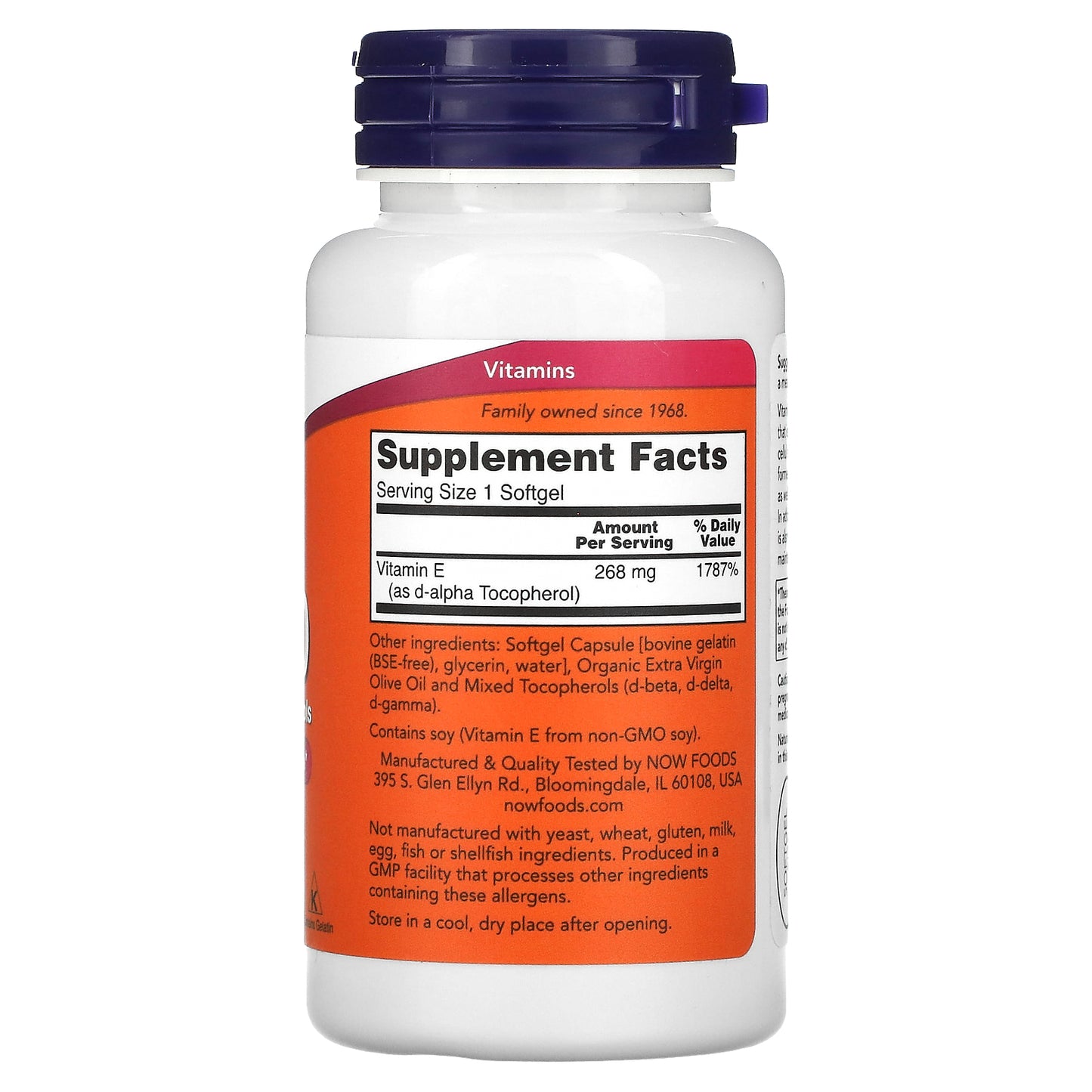 Now Foods, Vitamin E-400 With Mixed Tocopherols, 100 Softgels UPC 733739008923 | HiLife Vitamins