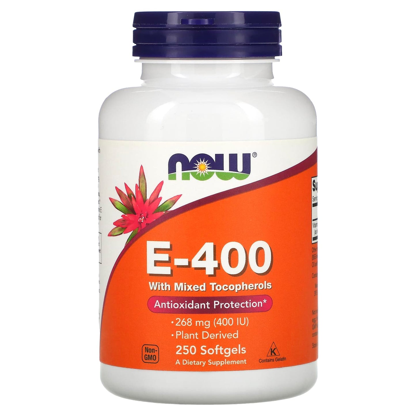 Now Foods, E-400 with Mixed Tocopherols, 268 mg (400 IU), 250 Softgels UPC 733739008947 | HiLife Vitamins