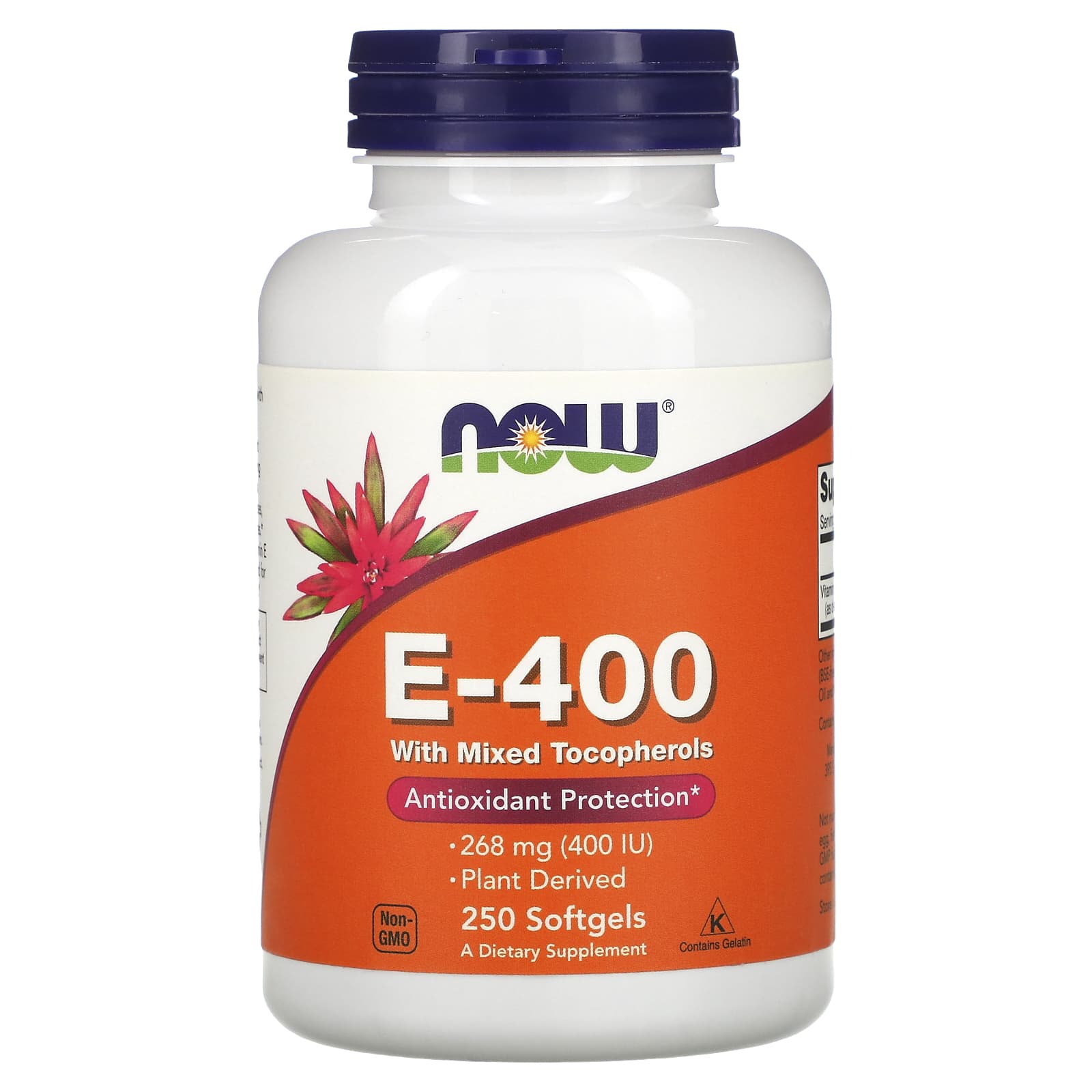 Now Foods, E-400 with Mixed Tocopherols, 268 mg (400 IU), 250 Softgels UPC 733739008947 | HiLife Vitamins