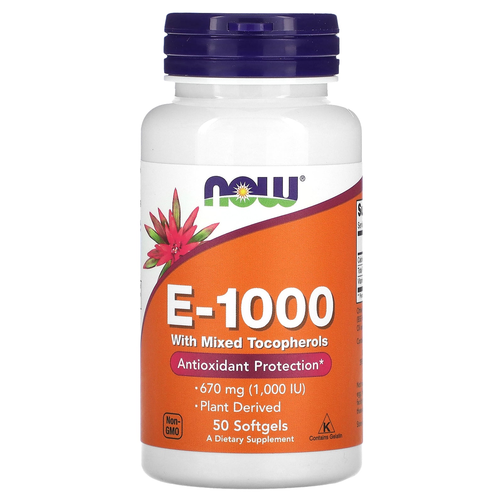 Now Foods, E-1000 with Mixed Tocopherols, 670 mg (1,000 IU), 50 Softgels UPC 733739009005 | HiLife Vitamins