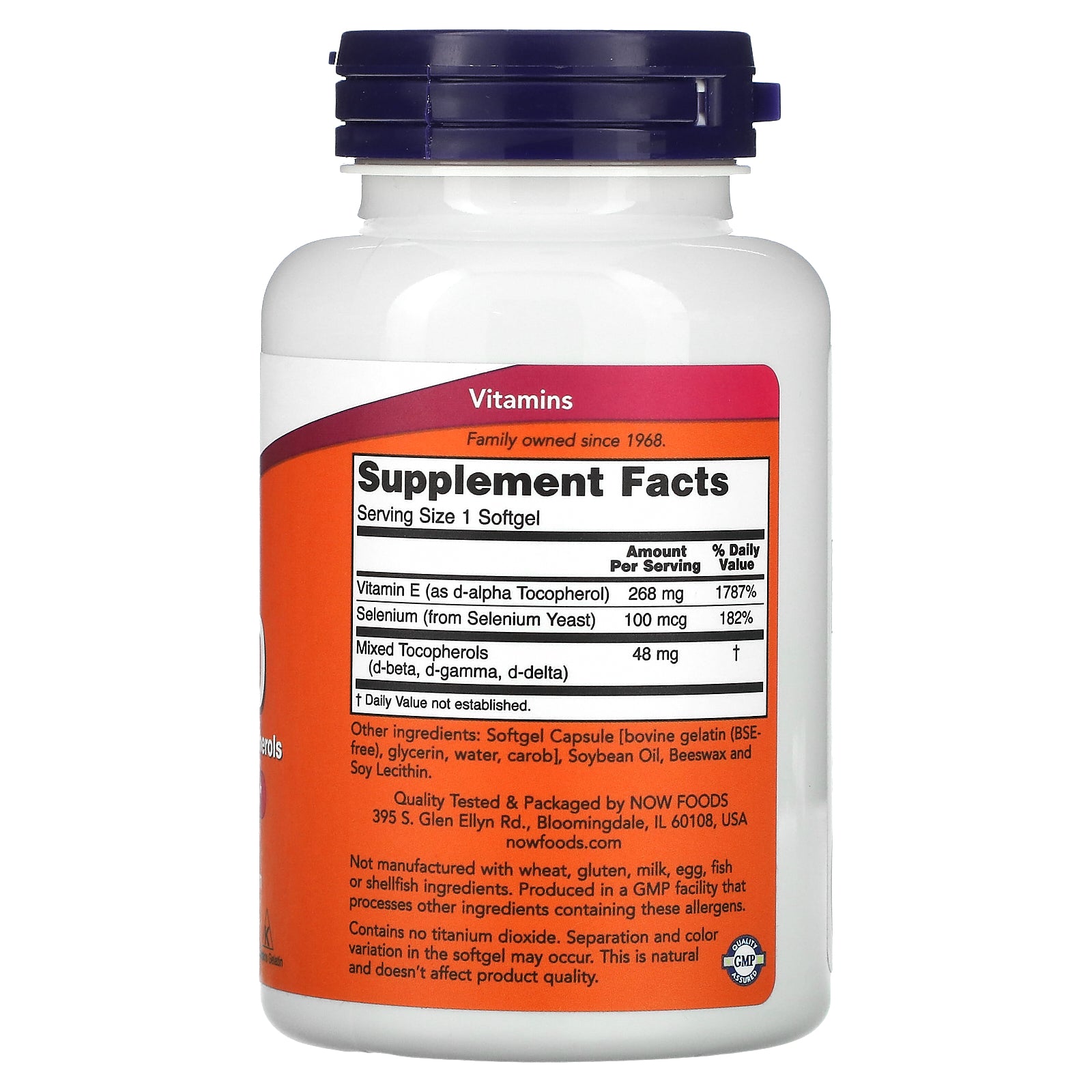 Now Foods, E-400 D-Alpha with Mixed Tocopherols, 268 mg (400 IU), 100 Softgels UPC 733739009067 | HiLife Vitamins