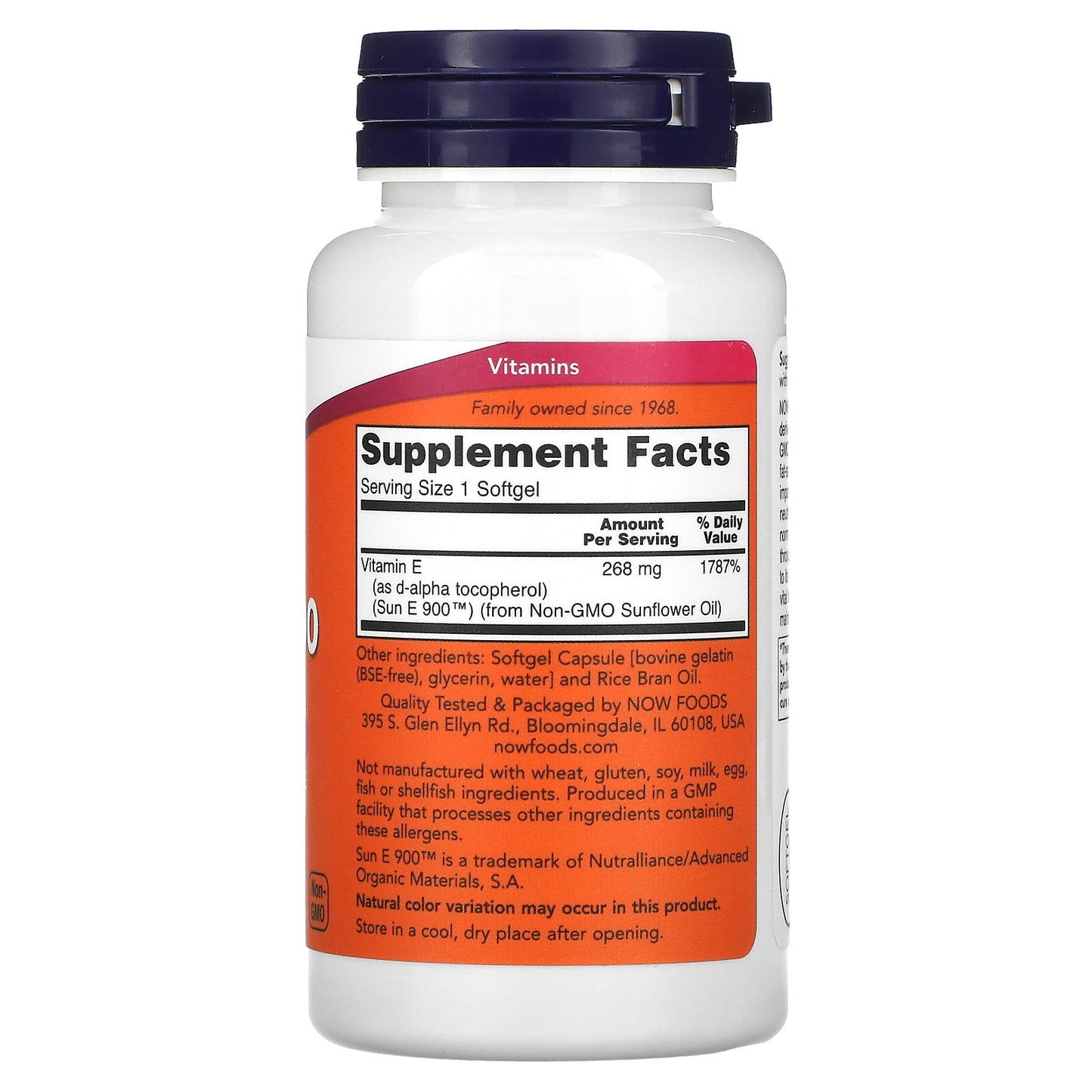 Now Foods, Sun-E 400, 268 mg (400 IU), 60 Softgels UPC 733739009357 | HiLife Vitamins