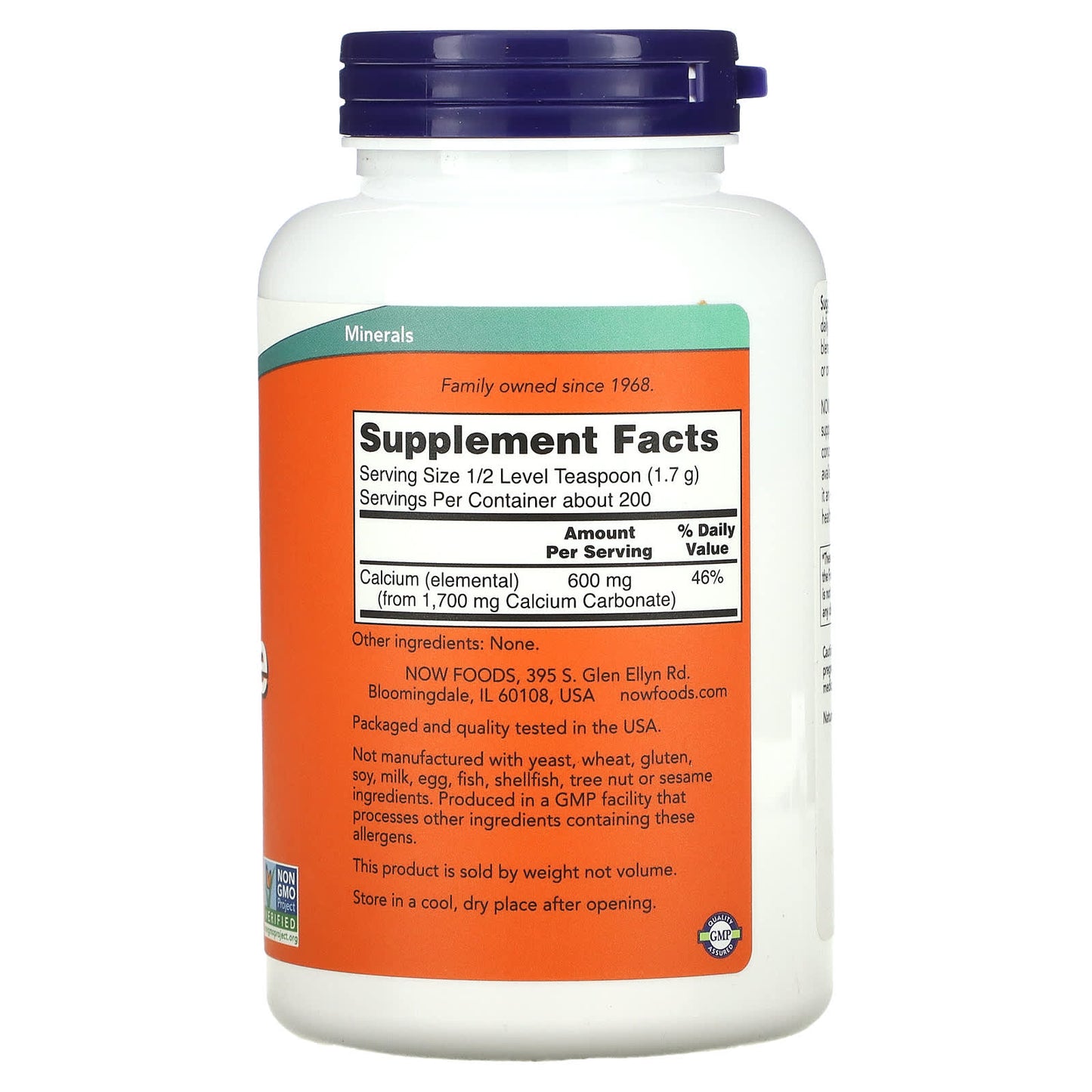 Now Foods, Calcium Carbonate Pure, 12 OZ Powder UPC 733739012456 | HiLife Vitamins