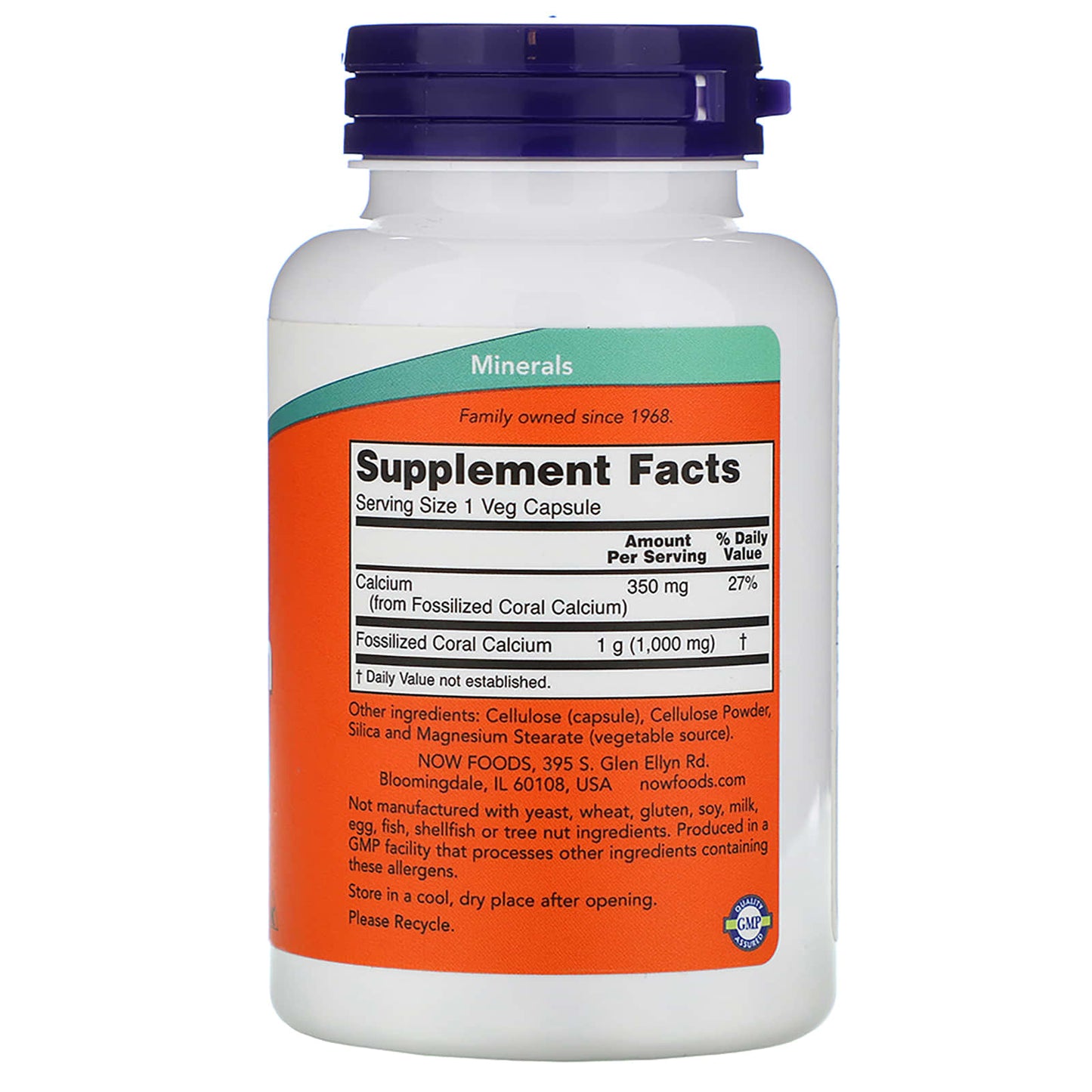 Now Foods, Coral Calcium 1000mg 100, 100 Vegetarian Capsules UPC 733739012739 | HiLife Vitamins