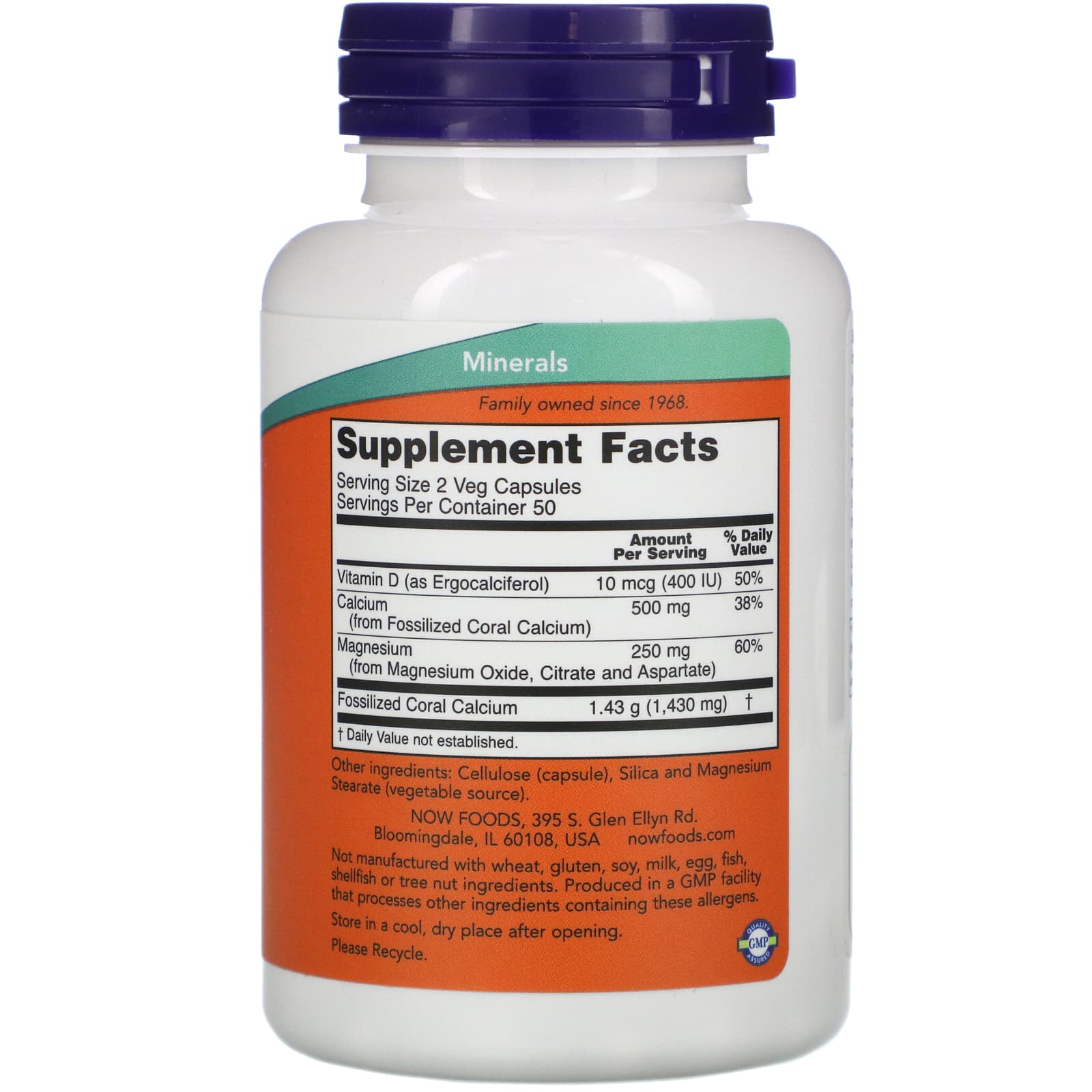Now Foods, Coral Calcium+Mag+Vitamin D, 100 Vegetarian Capsules UPC 733739012760 | HiLife Vitamins