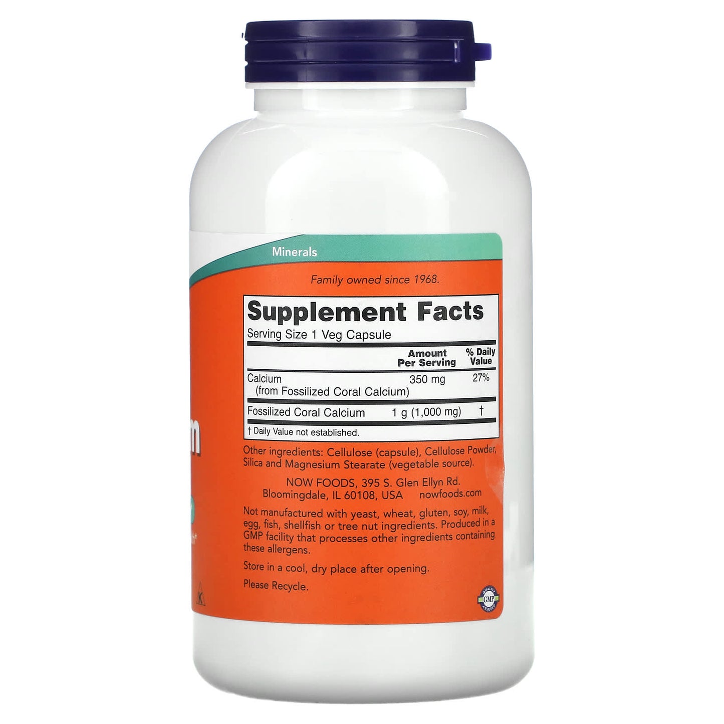 Now Foods, Coral Calcium 1000mg 250, 250 Vegetarian Capsules UPC 733739012791 | HiLife Vitamins
