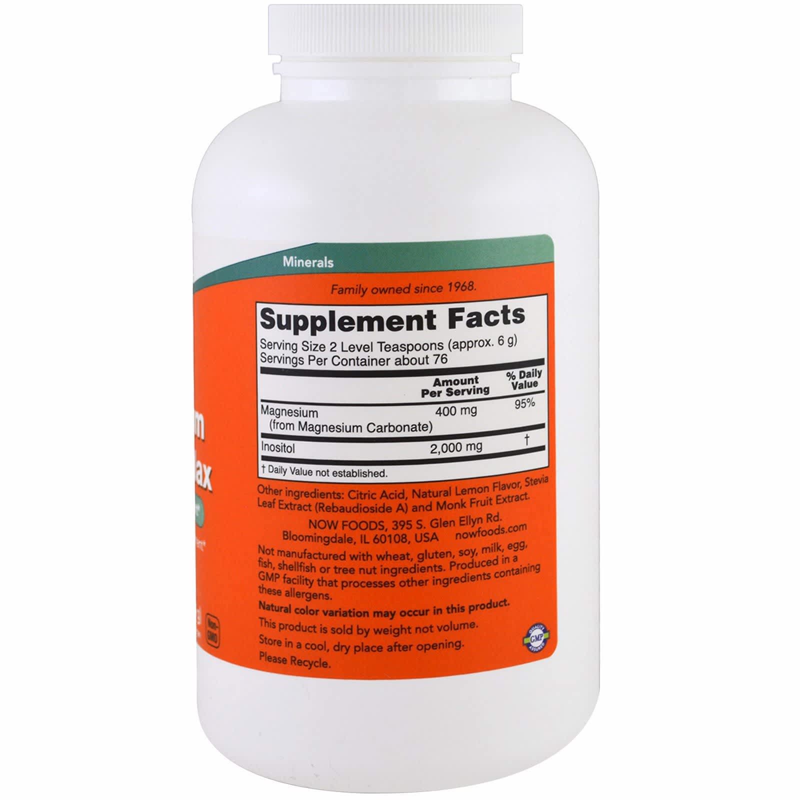 Now Foods, Magnesium Inositol Relax, 16 OZ Powder UPC 733739012937 | HiLife Vitamins