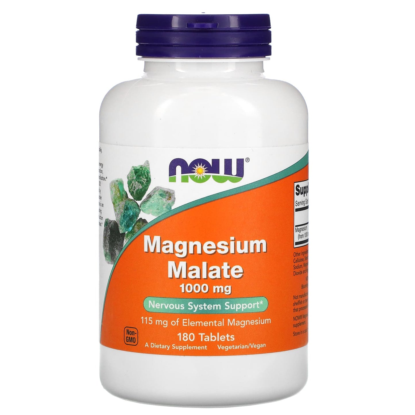 Now Foods, Magnesium Malate 1000 mg, 180 Tablets UPC 733739013002 | HiLife Vitamins