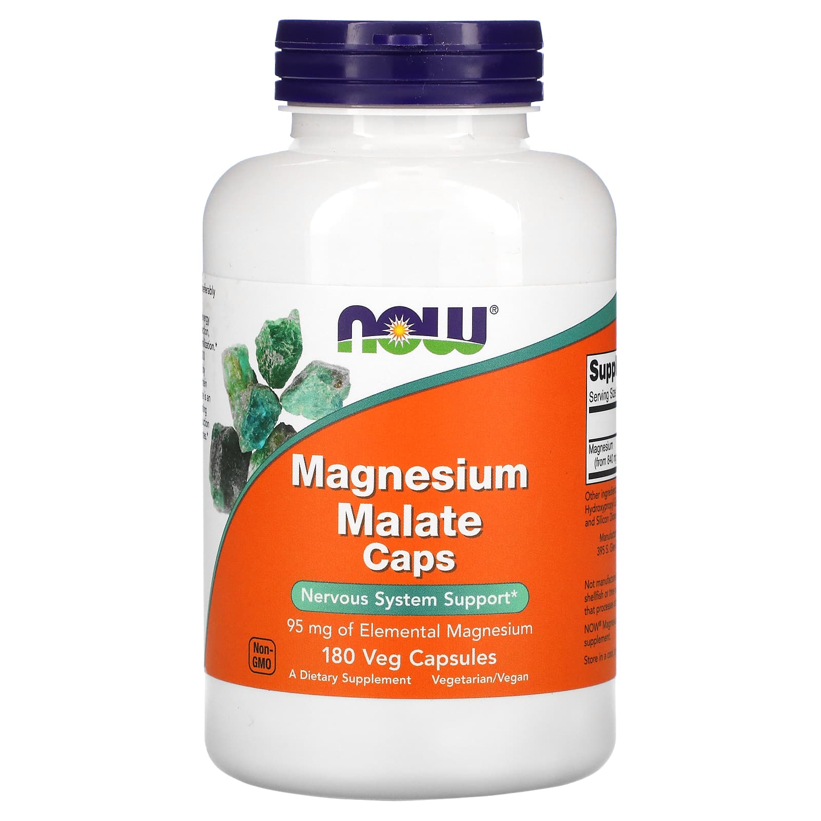 Now Foods, MAGNESIUM MALATE CAPS, 180 Veg Caps UPC 733739013033 | HiLife Vitamins