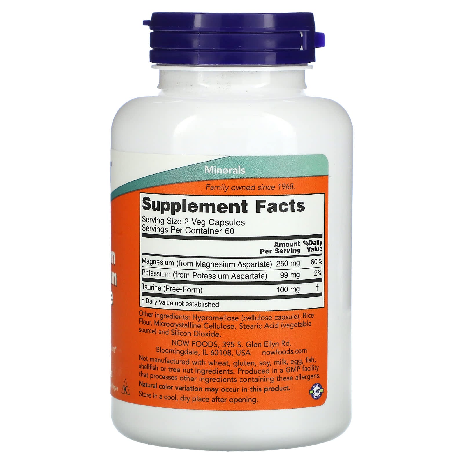 Now Foods, Mag/Potassium Aspartate With Tau, 120 Capsules UPC 733739013200 | HiLife Vitamins