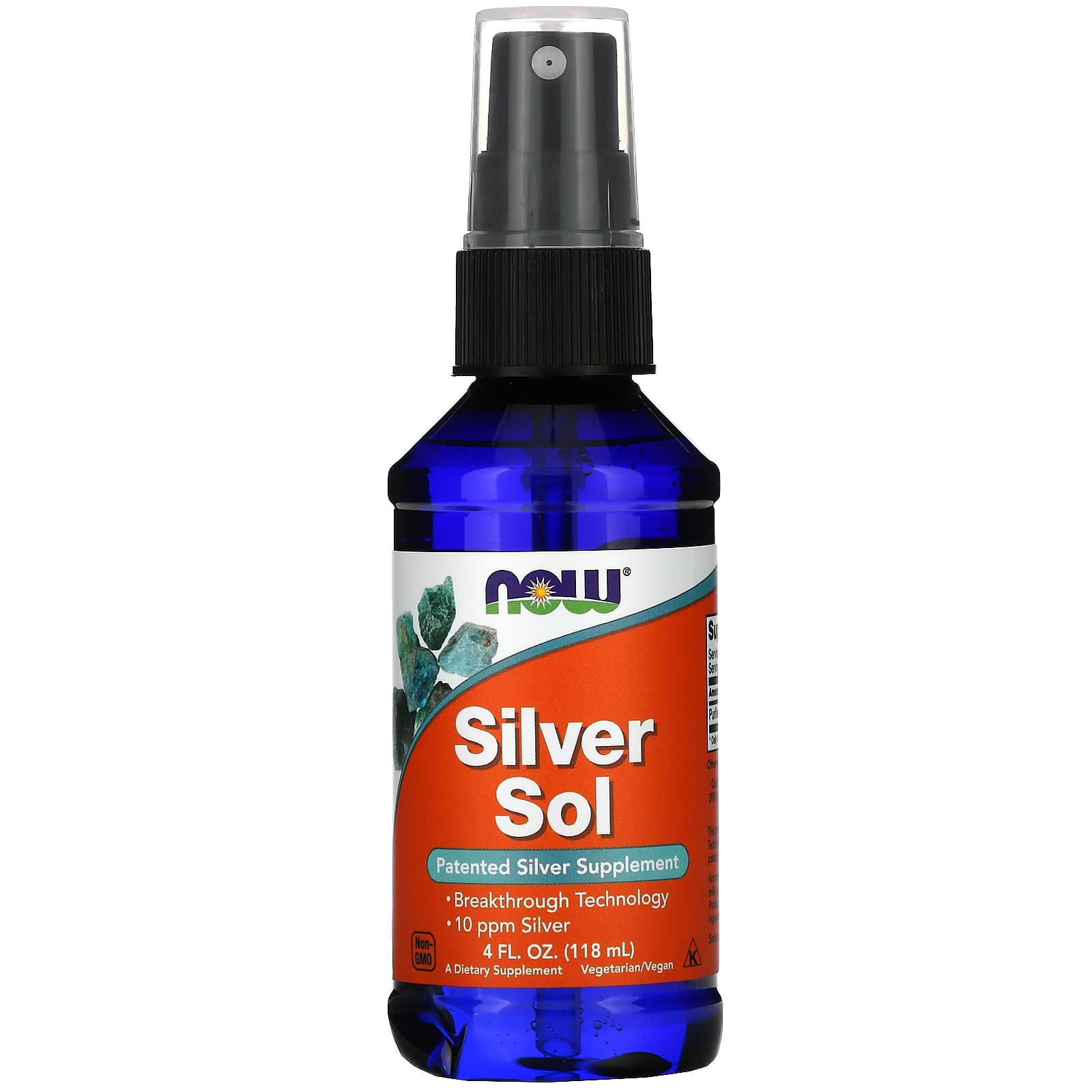 Now Foods, SILVER SOL 10 PPM, 4 Fl Oz UPC 733739014078 | HiLife Vitamins