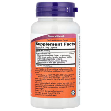 Now Foods, Berberine Phytosome, 60 Veg Capsules UPC 733739014290 | Hilife Vitamins