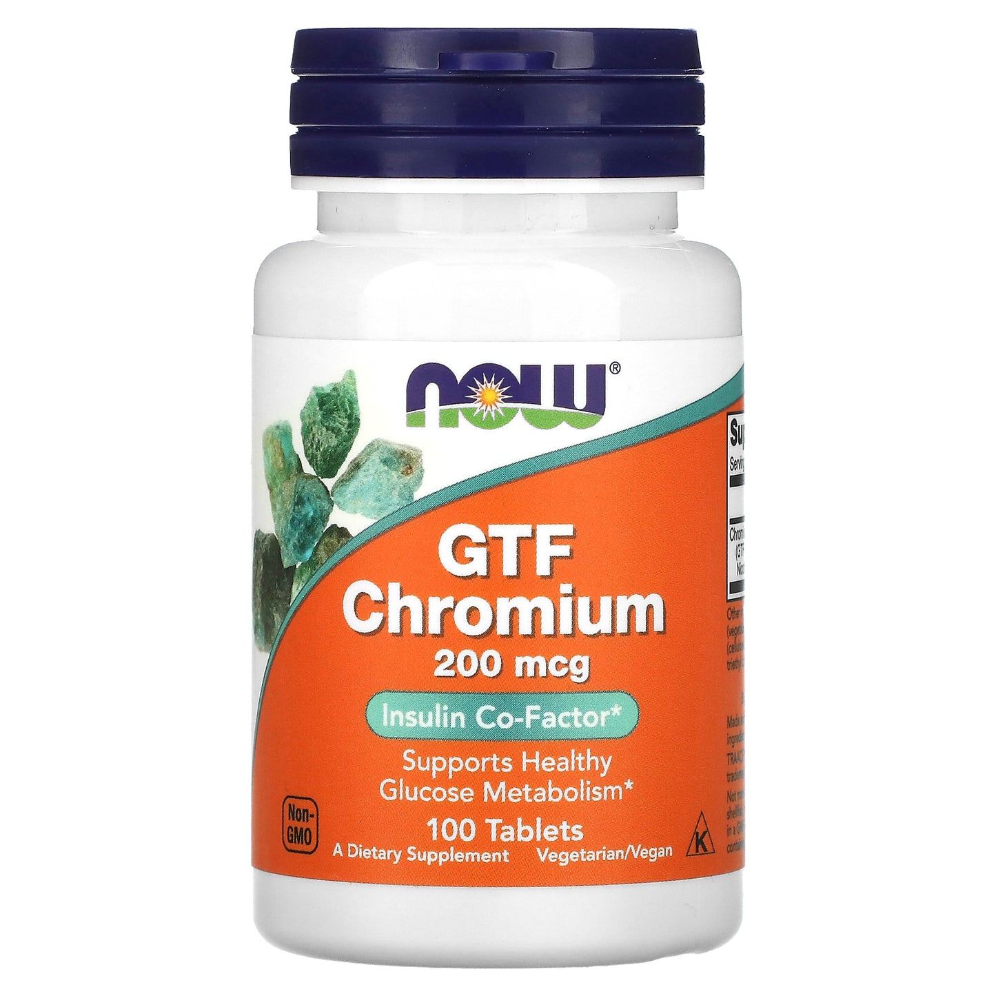 Now Foods, GTF Chromium, 200 mcg, 100 Tablets UPC 733739014306 | HiLife Vitamins