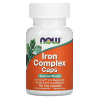 Now Foods, IRON COMPLEX CAPS (GLYCINATE, 100 Veg Caps UPC 733739014412 | HiLife Vitamins