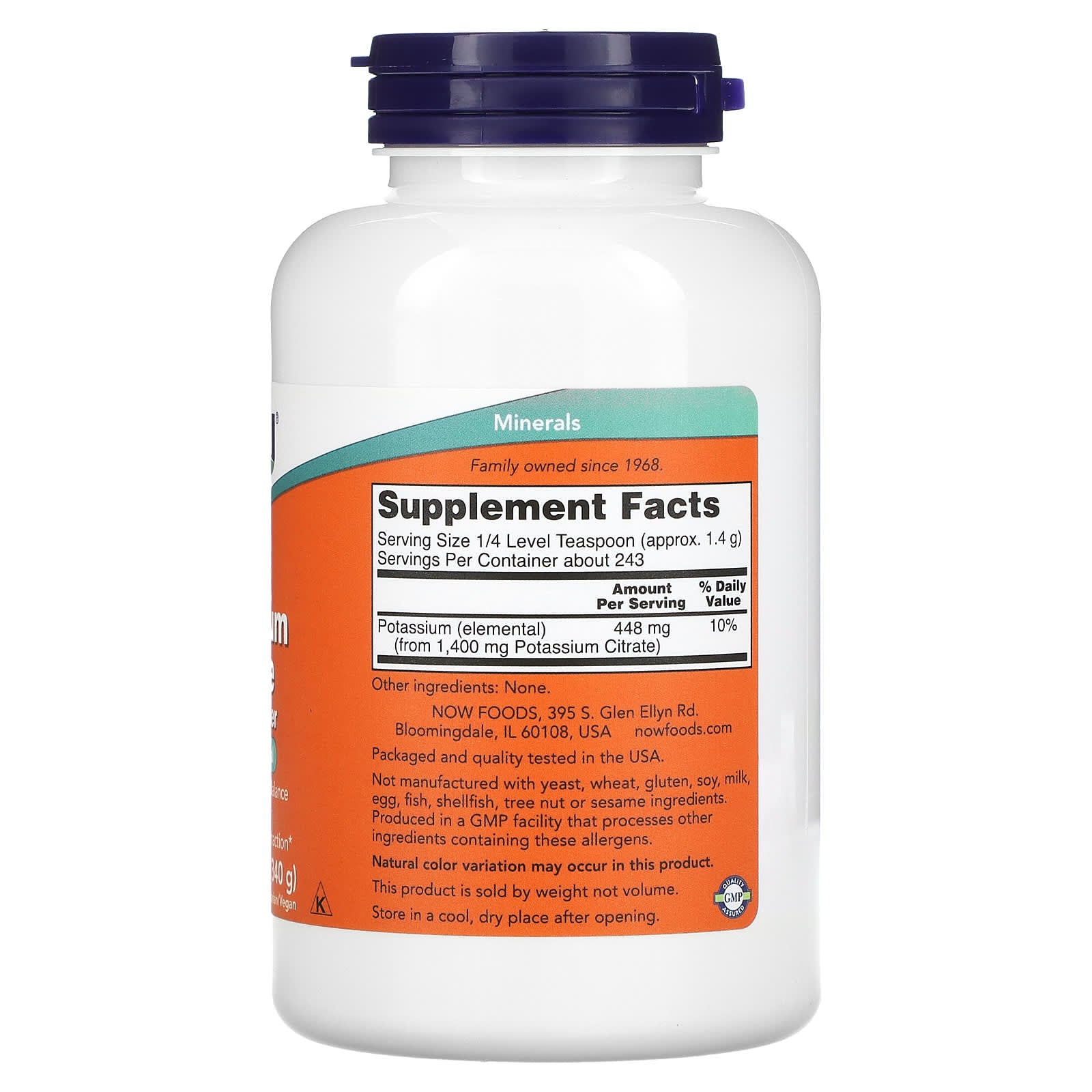 Now Foods, Potassium Citrate, 12 OZ Powder UPC 733739014467 | HiLife Vitamins