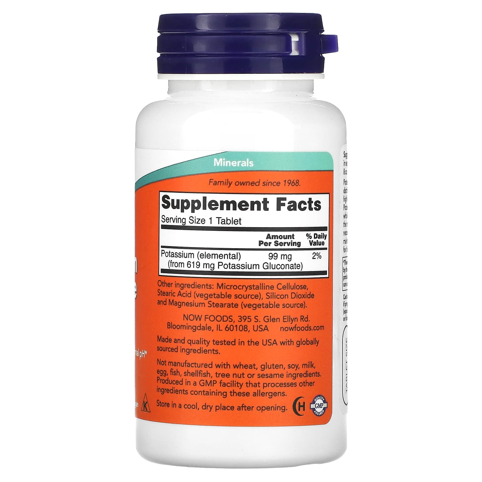 Now Foods, Potassium Gluconate, 99 mg, 100 Tablets UPC 733739014603 | Hilife Vitamins